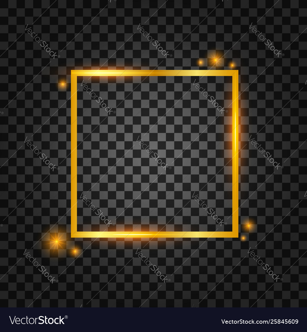 Golden frame with lights effects rectangle banner Vector Image