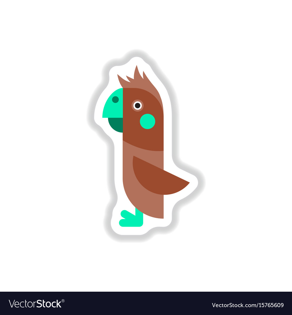 In paper sticker style parrot