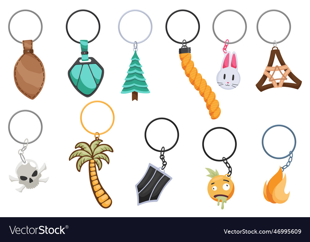 Keychain keyholder icon set cartoon color Vector Image