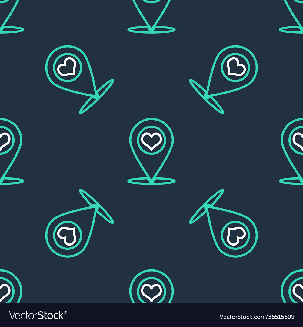 Line map pointer with heart icon isolated seamless vector image Line map pointer with heart icon isolated seamless