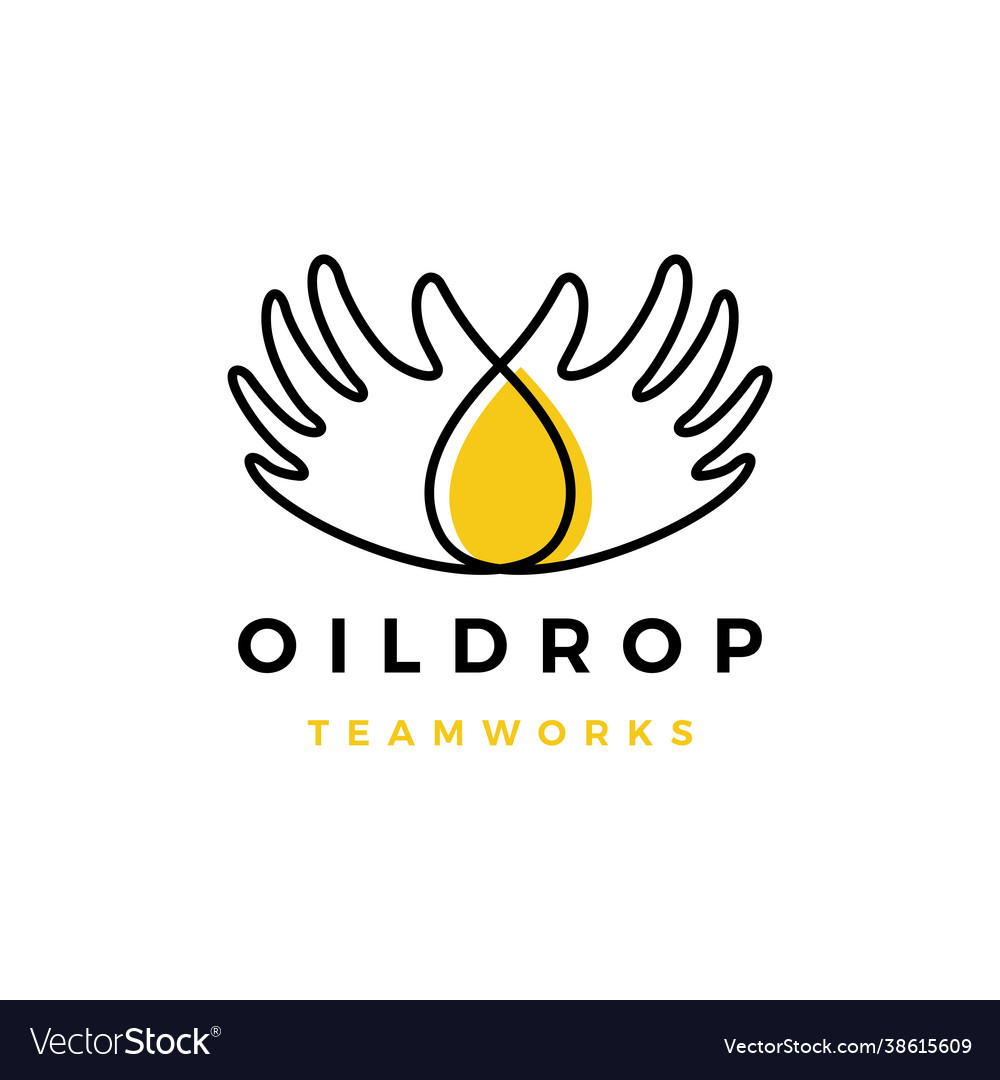 Oil drop hand team work logo icon vector image Oil drop hand team work logo icon