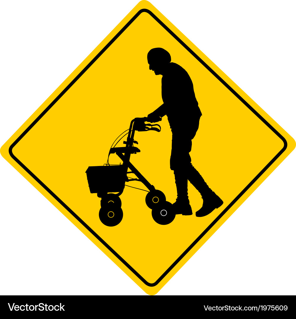 People with rollator warning sign Royalty Free Vector Image