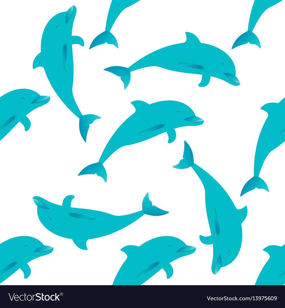 Seamless pattern with dolphins