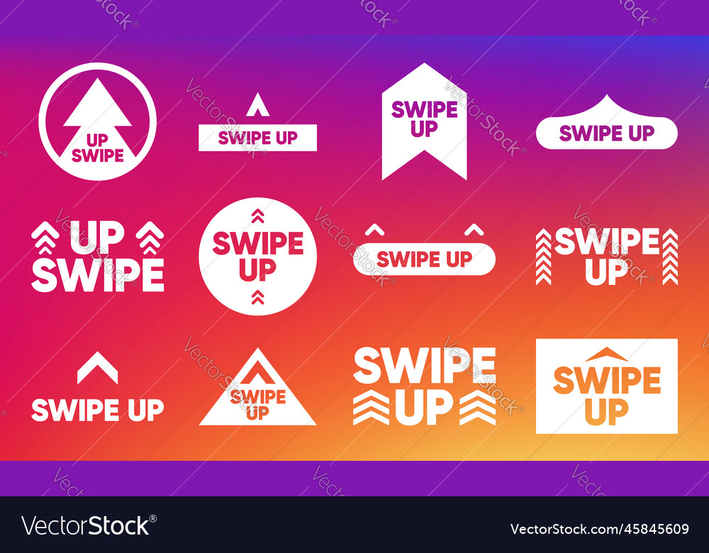 Swipe up icon collection in gradient style vector image Swipe up icon collection in gradient style