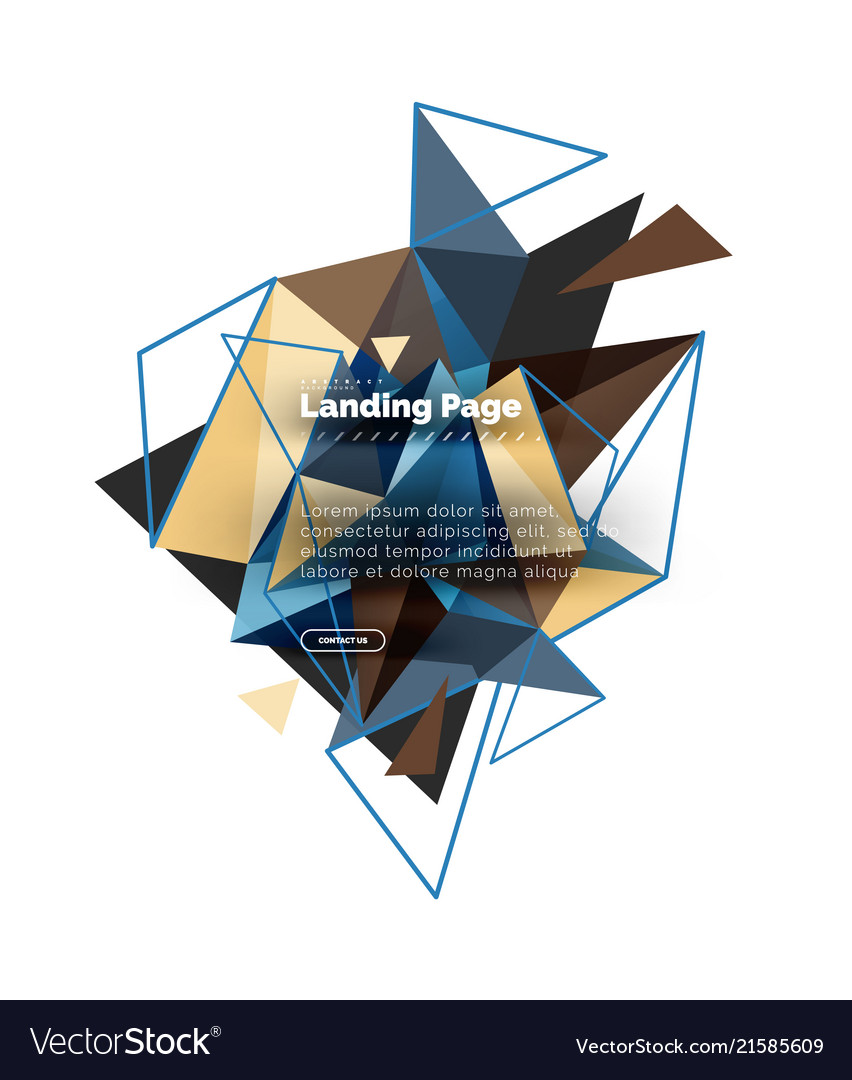 Triangular design abstract background landing vector image Triangular design abstract background landing