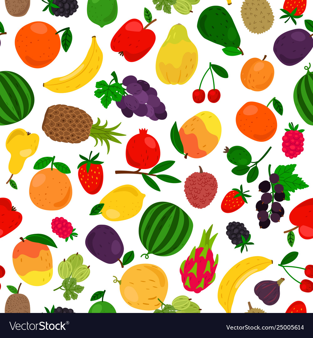 Fruits tropical seamless pattern vector image Fruits tropical seamless pattern