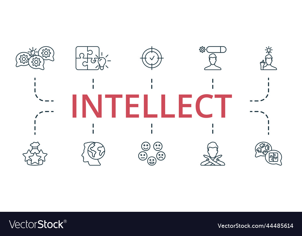 Intellect icon set monochrome simple vector image Intellect icon set monochrome simple