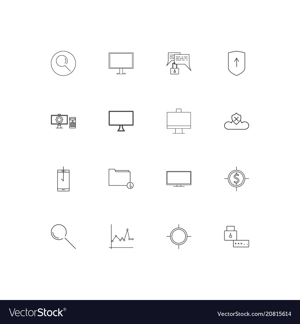 Internet security linear thin icons set outlined