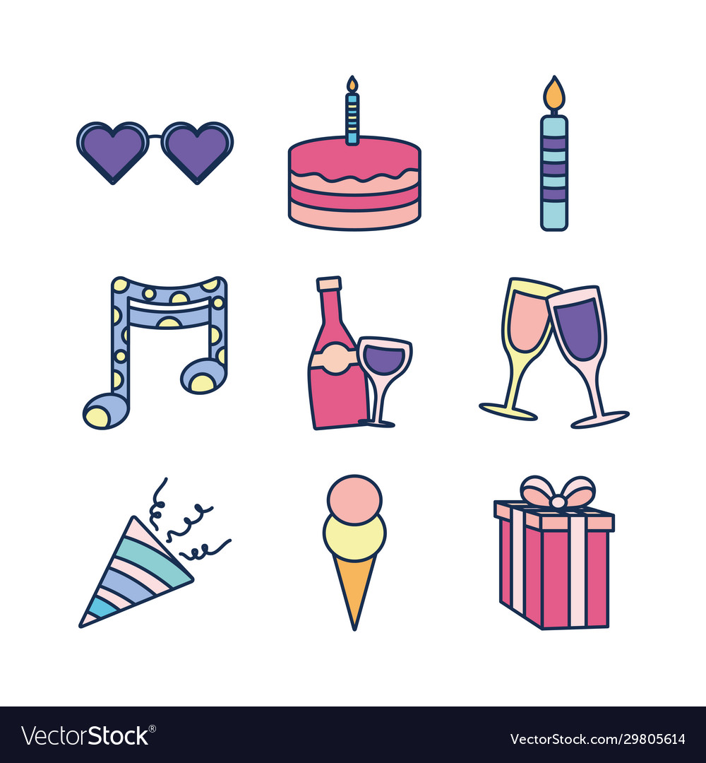 Isolated party line fill style icon set