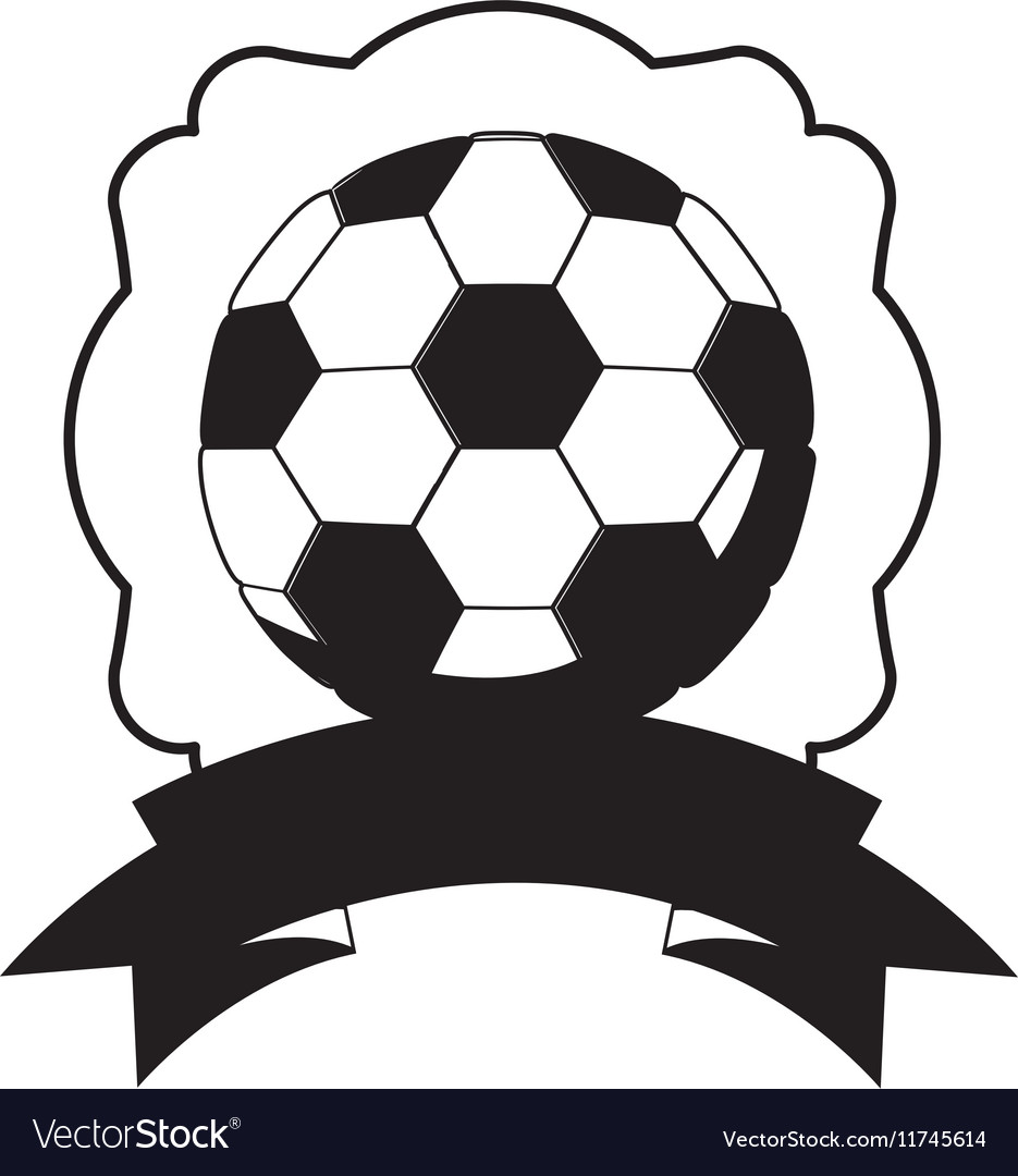 Monochrome Frame With Soccer Ball And Ribbon Vector Image