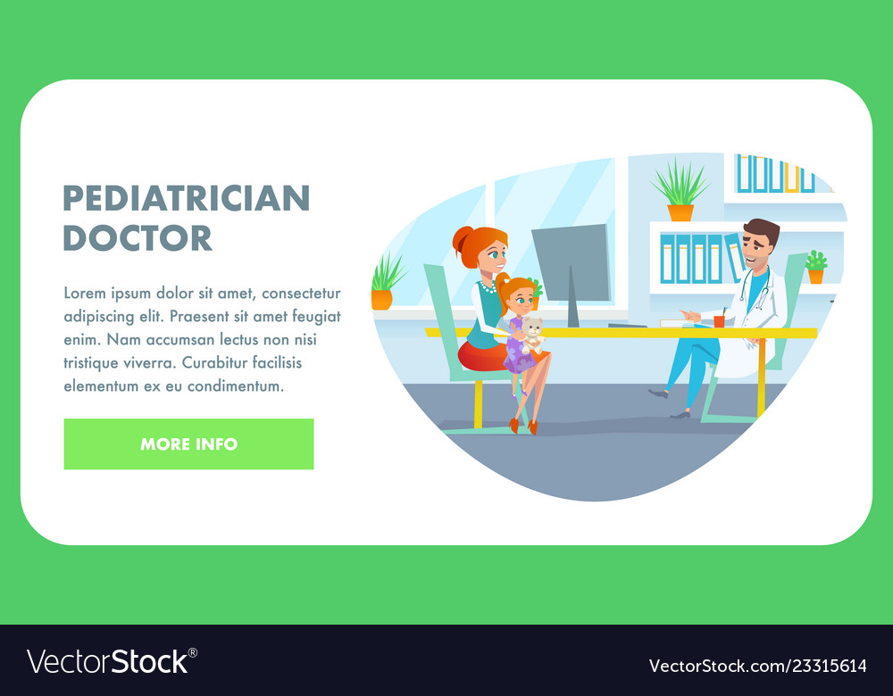 Pediatrician doctor office flat banner