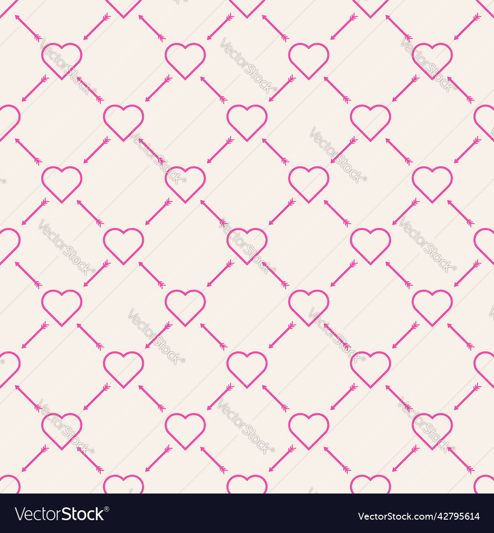 Seamless background pattern heart amp arrow shape vector image Seamless background pattern heart amp arrow shape