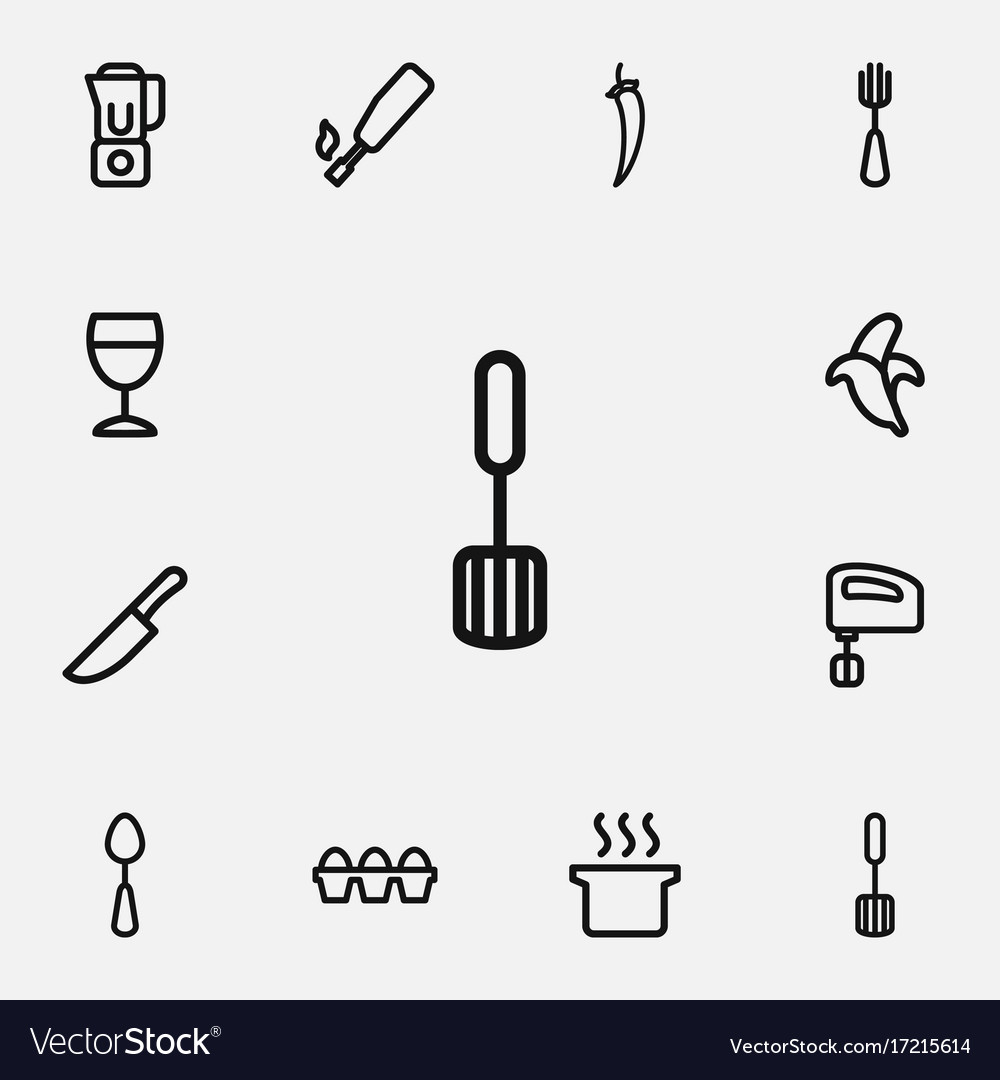 Set of 12 editable cook outline icons includes