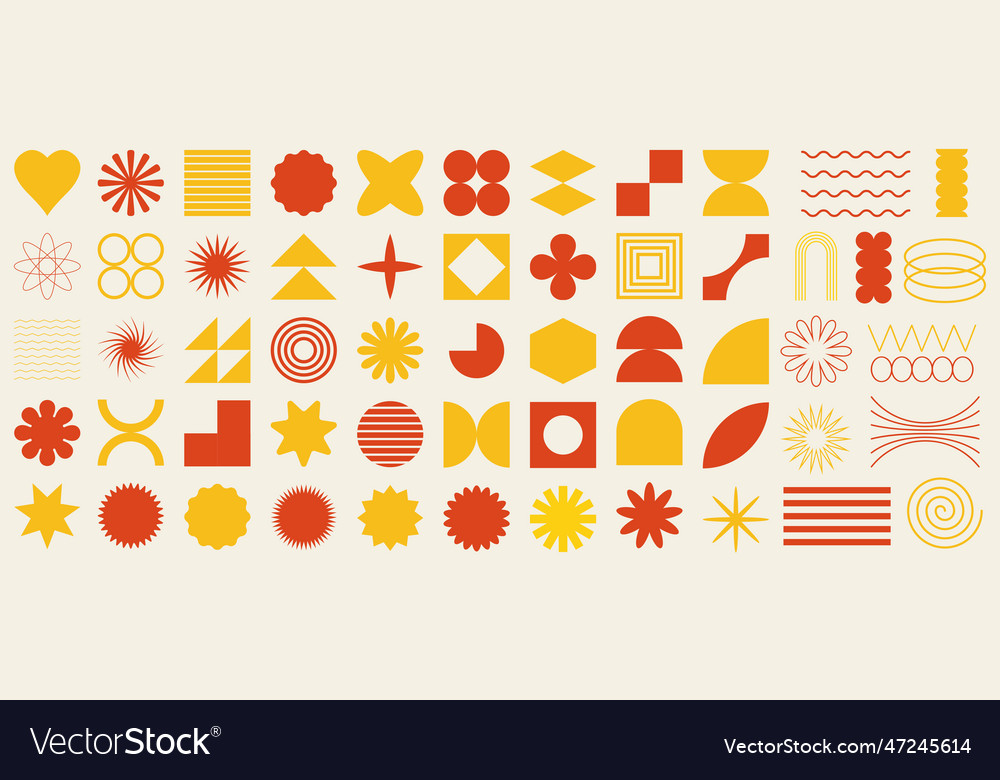 Set of brutalist geometric shapes naive Royalty Free Vector