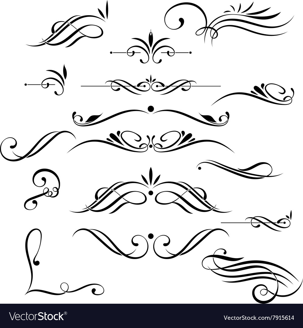 Set of elegant curls and swirls elements Vector Image