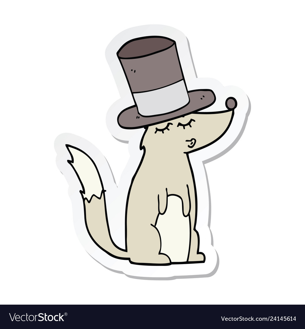 Sticker Of A Cartoon Wolf Whistling Wearing Top Vector Image Sticker Of A Cartoon Wolf Whistling Wearing Top Vector Image
