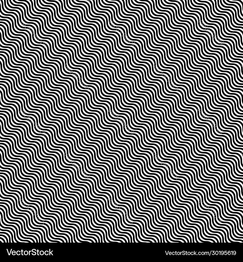 Black hypnotic waves seamless pattern white Vector Image