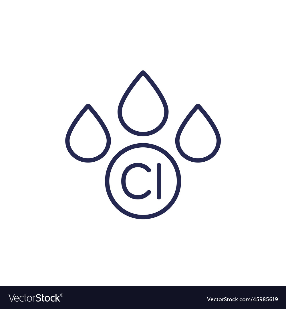 Chlorine icon with drops line Royalty Free Vector Image