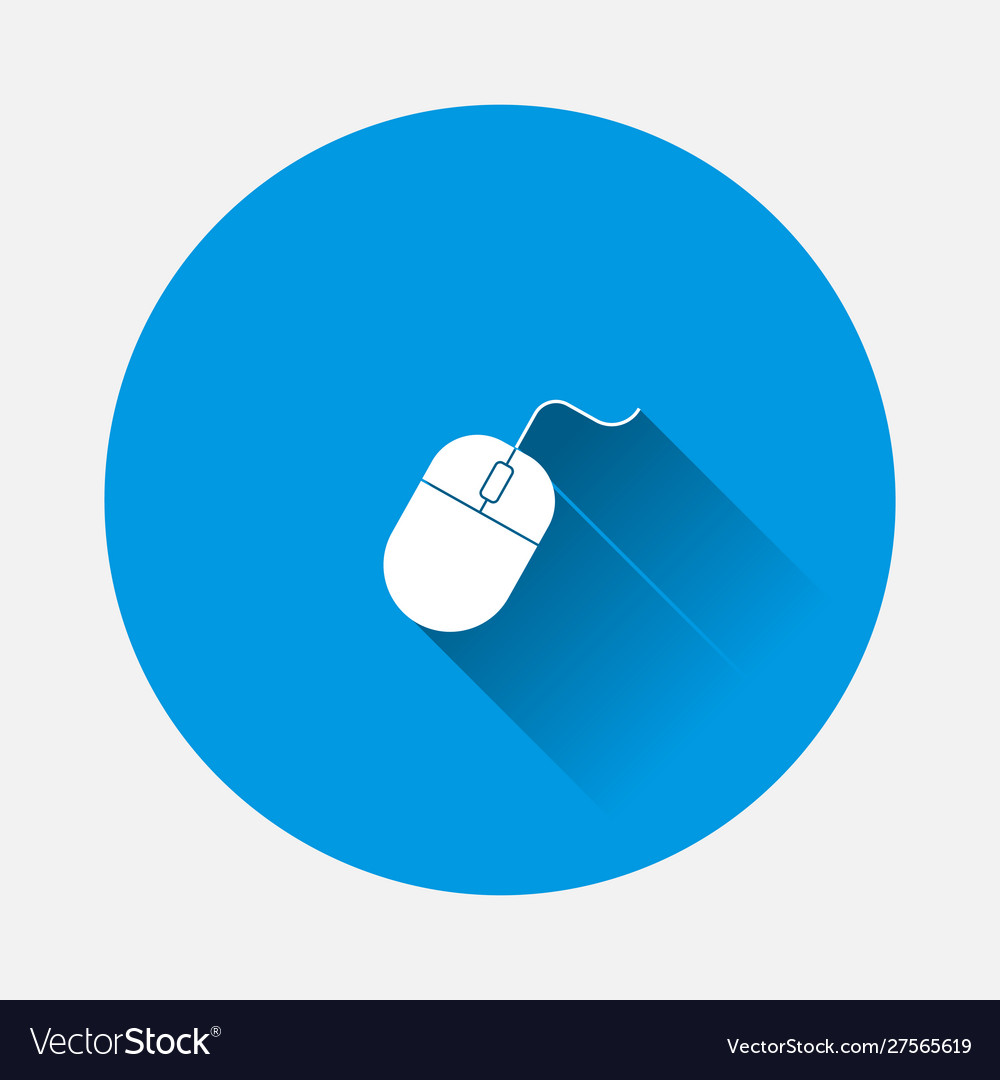 Computer mouse on blue background flat image vector image Computer mouse on blue background flat image