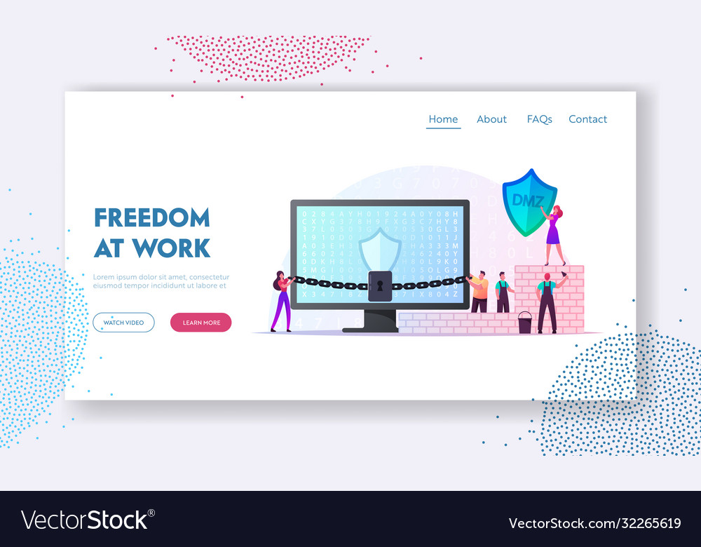 Demilitarized zone landing page template tiny vector image Demilitarized zone landing page template tiny