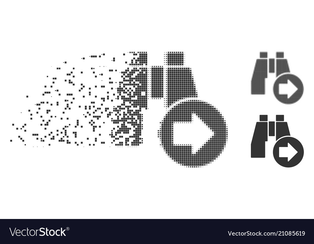 Dissolving pixel halftone find next binoculars vector image Dissolving pixel halftone find next binoculars