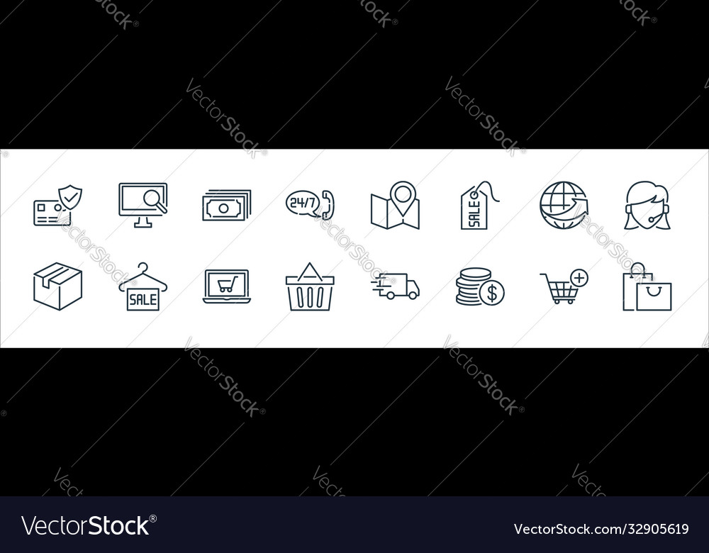 Ecommerce line icons linear set quality vector image Ecommerce line icons linear set quality