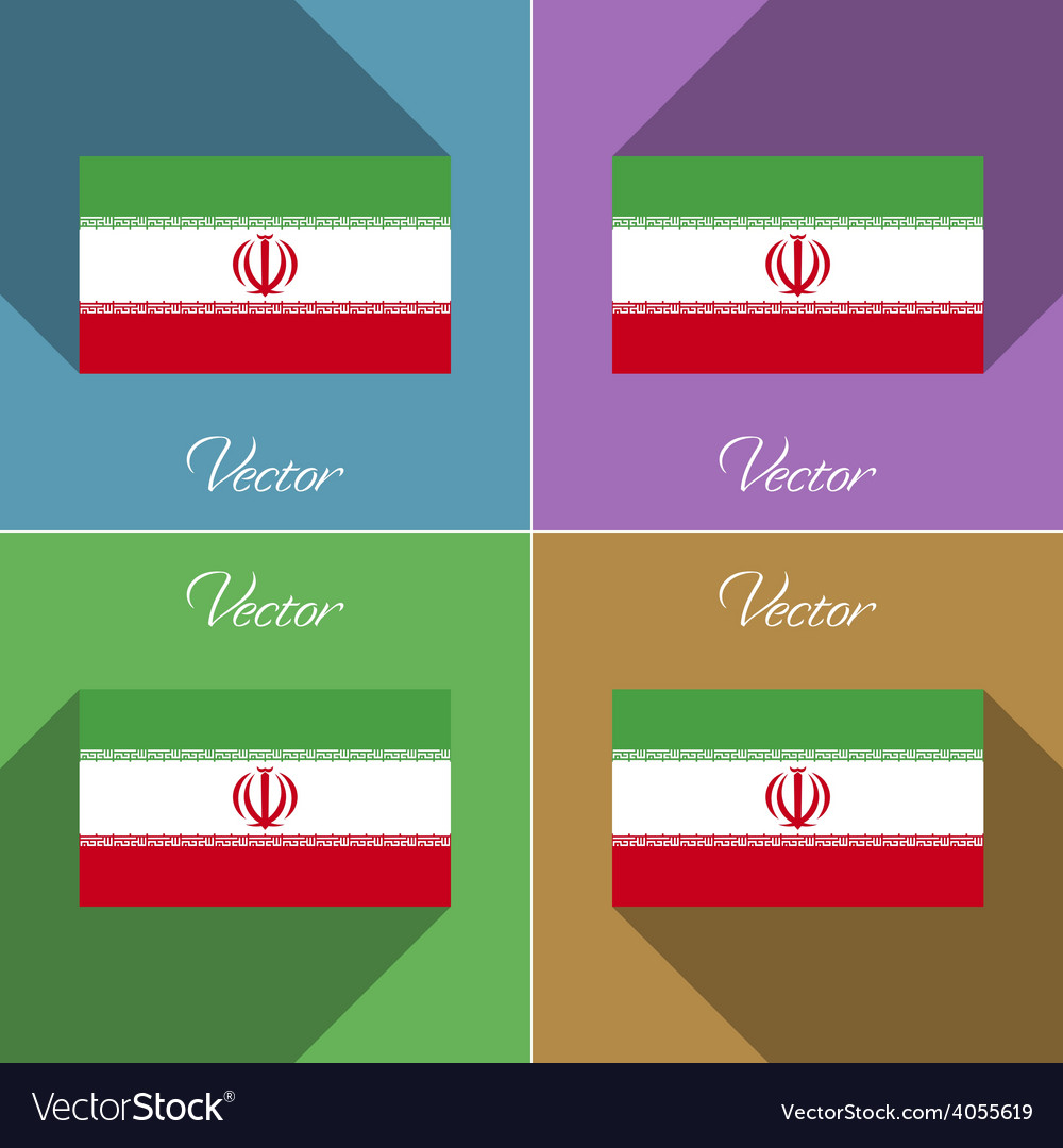 Flags Iran Set Of Colors Flat Design And Long Vector Image