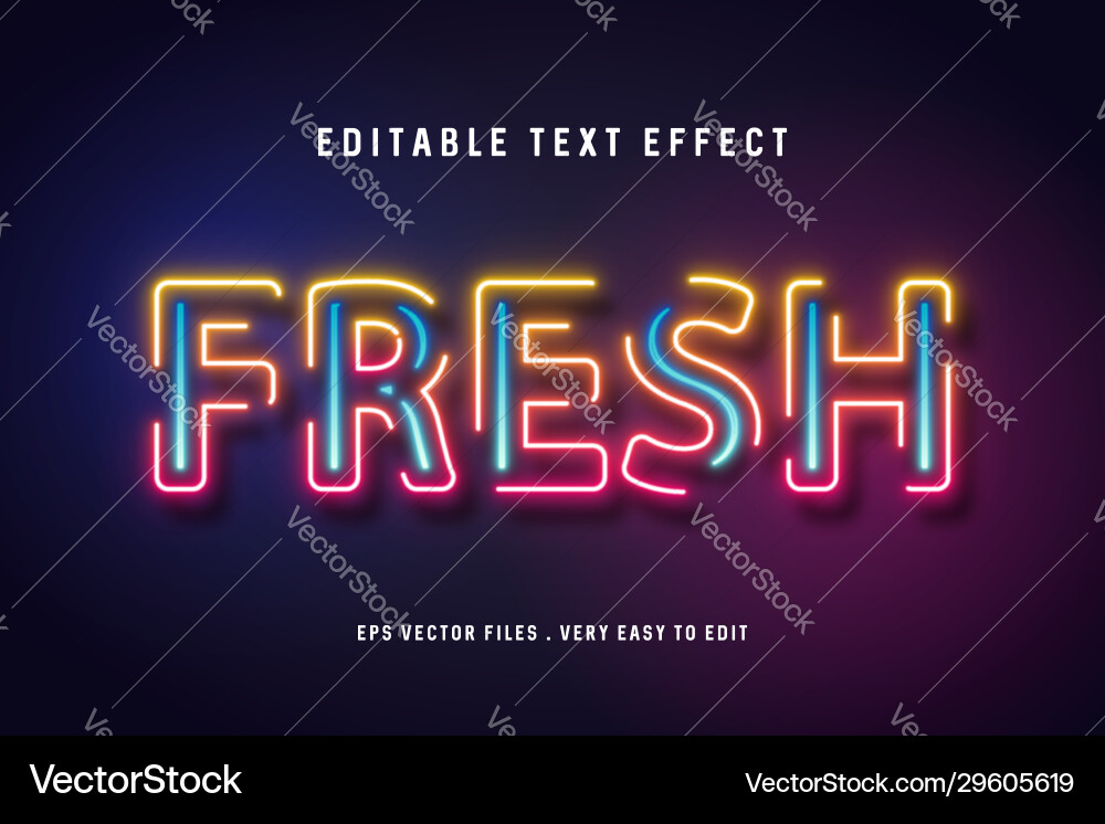 Fresh text effect premium editable Royalty Free Vector Image