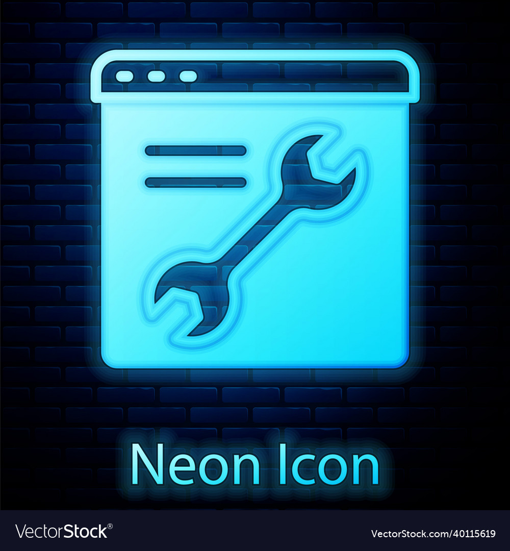 Glowing neon browser setting icon isolated Vector Image Glowing neon browser setting icon isolated