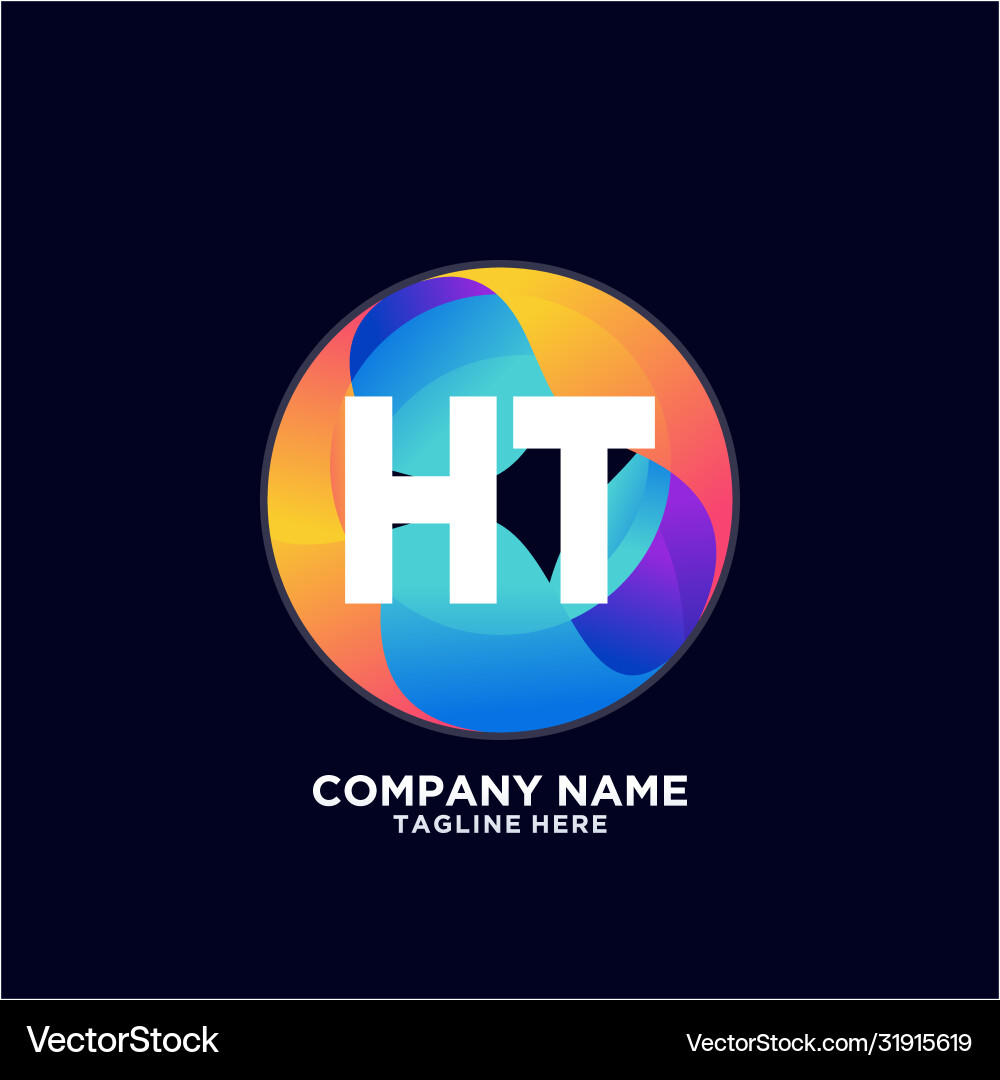 Ht initial logo with colorful circle template Vector Image