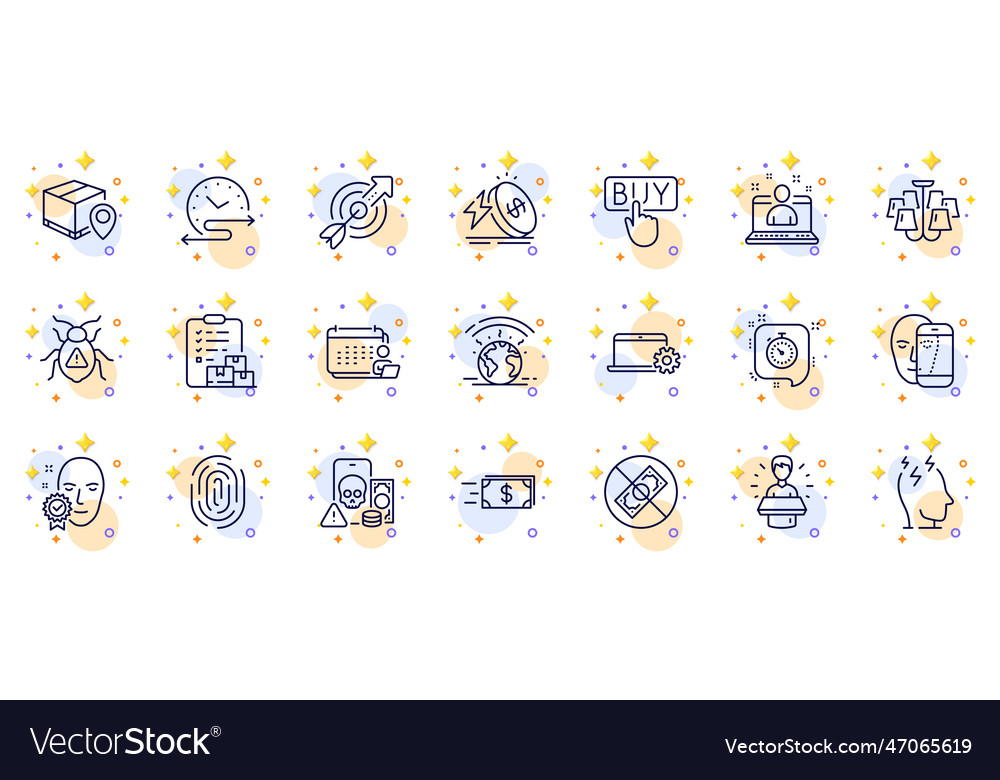 Outline set of corrupt time schedule and face vector image Outline set of corrupt time schedule and face