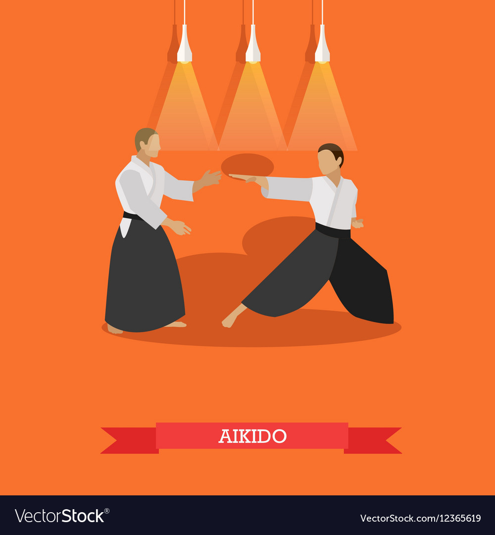 Poster of martial arts Aikido Fighters in Vector Image