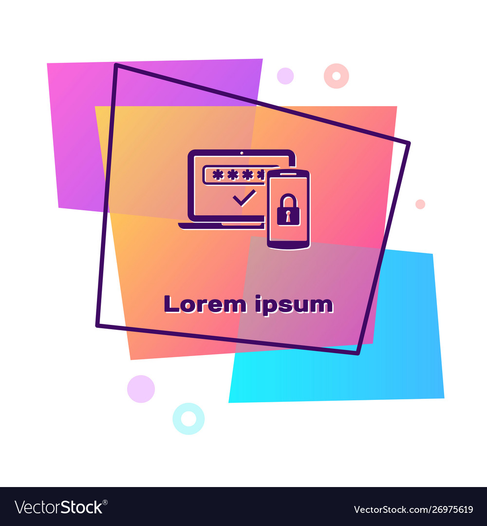Purple multi factor two steps authentication icon vector image Purple multi factor two steps authentication icon