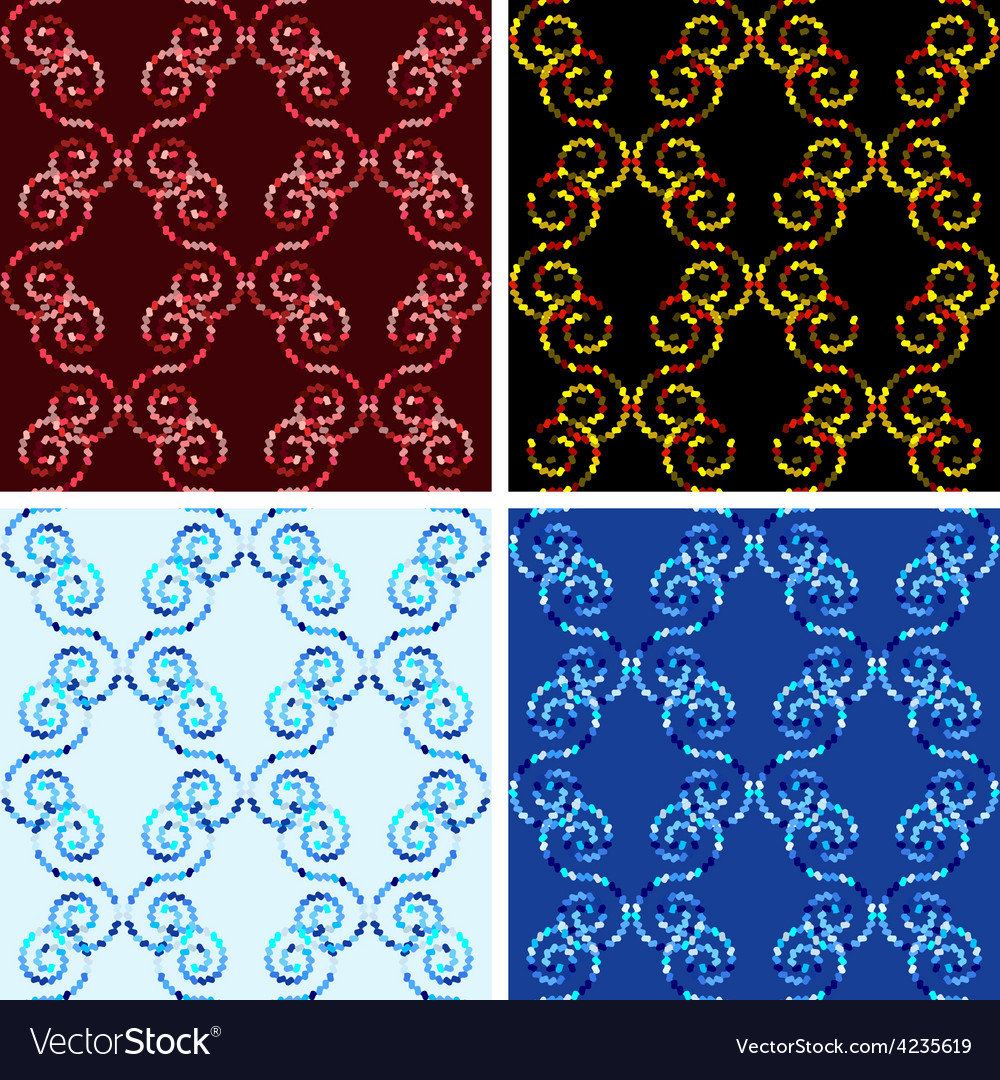 Seamless mosaic pattern set