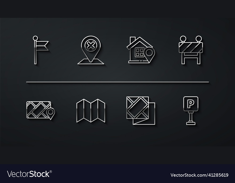 Set line location marker city map navigation vector image Set line location marker city map navigation