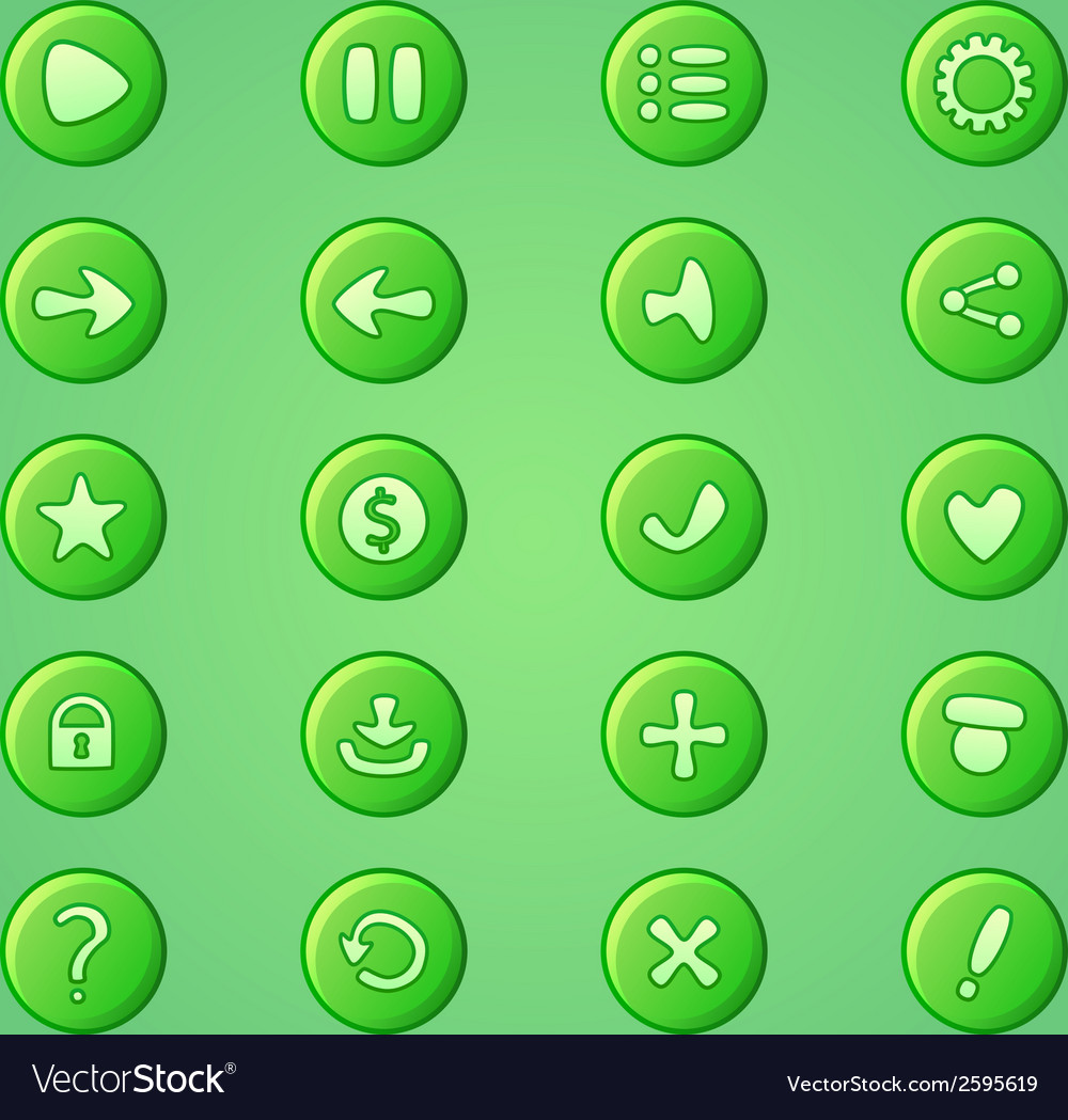 Set of mobile bright green elements for ui game