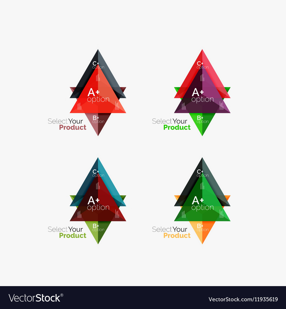 Set of triangle infographic layouts with text