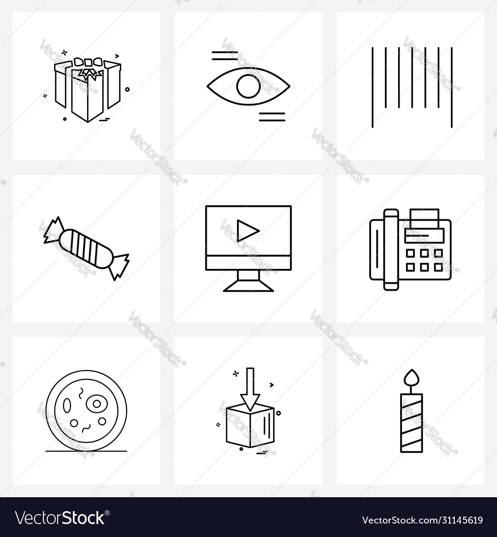 Stock icon set 9 line symbols for computer