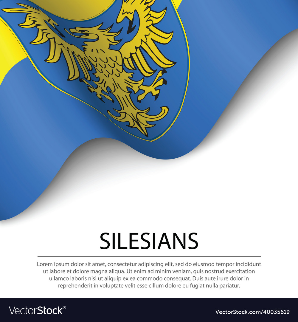 Waving flag of silesians on white background