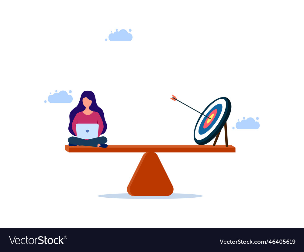 Woman working on laptop with target scales