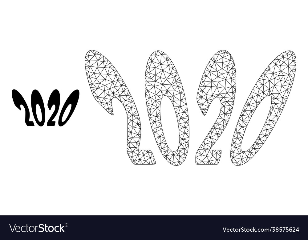 2020 perspective text mesh 2d model vector image 2020 perspective text mesh 2d model