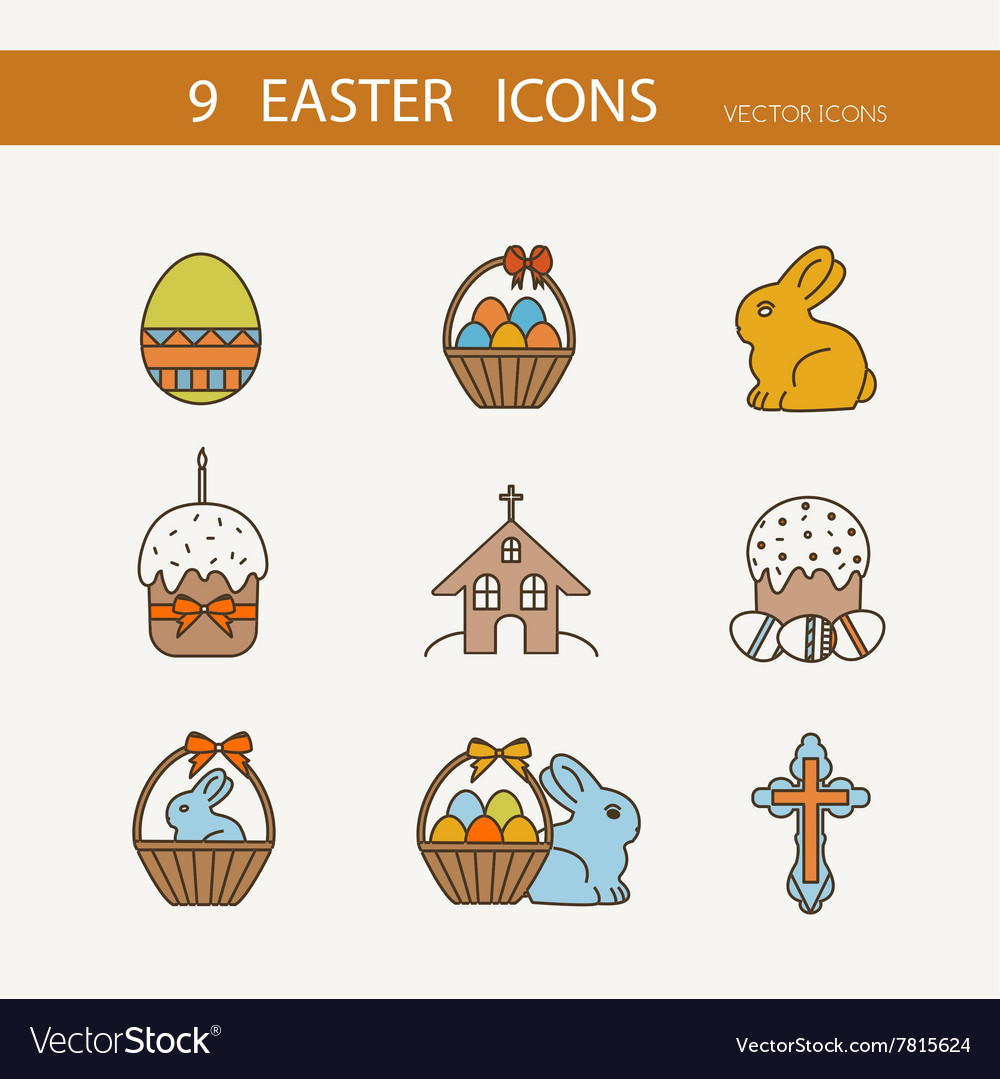 Collection of cute easter icons