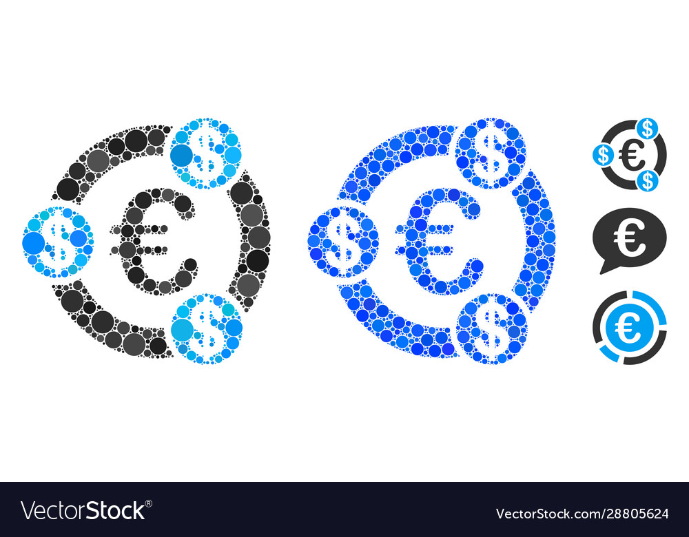 Euro financial collaboration mosaic icon circle