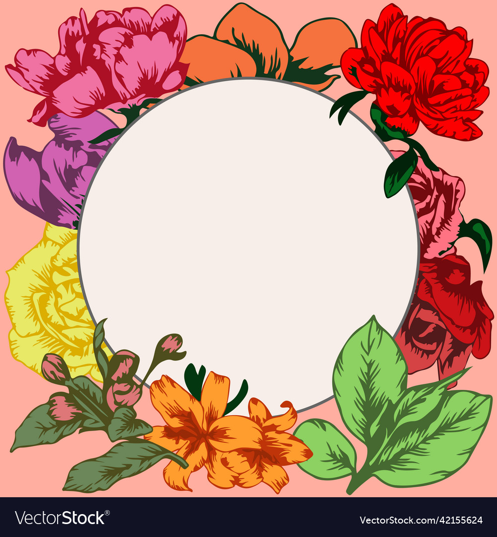 Greeting card frame with circle shaped text box vector image Greeting card frame with circle shaped text box