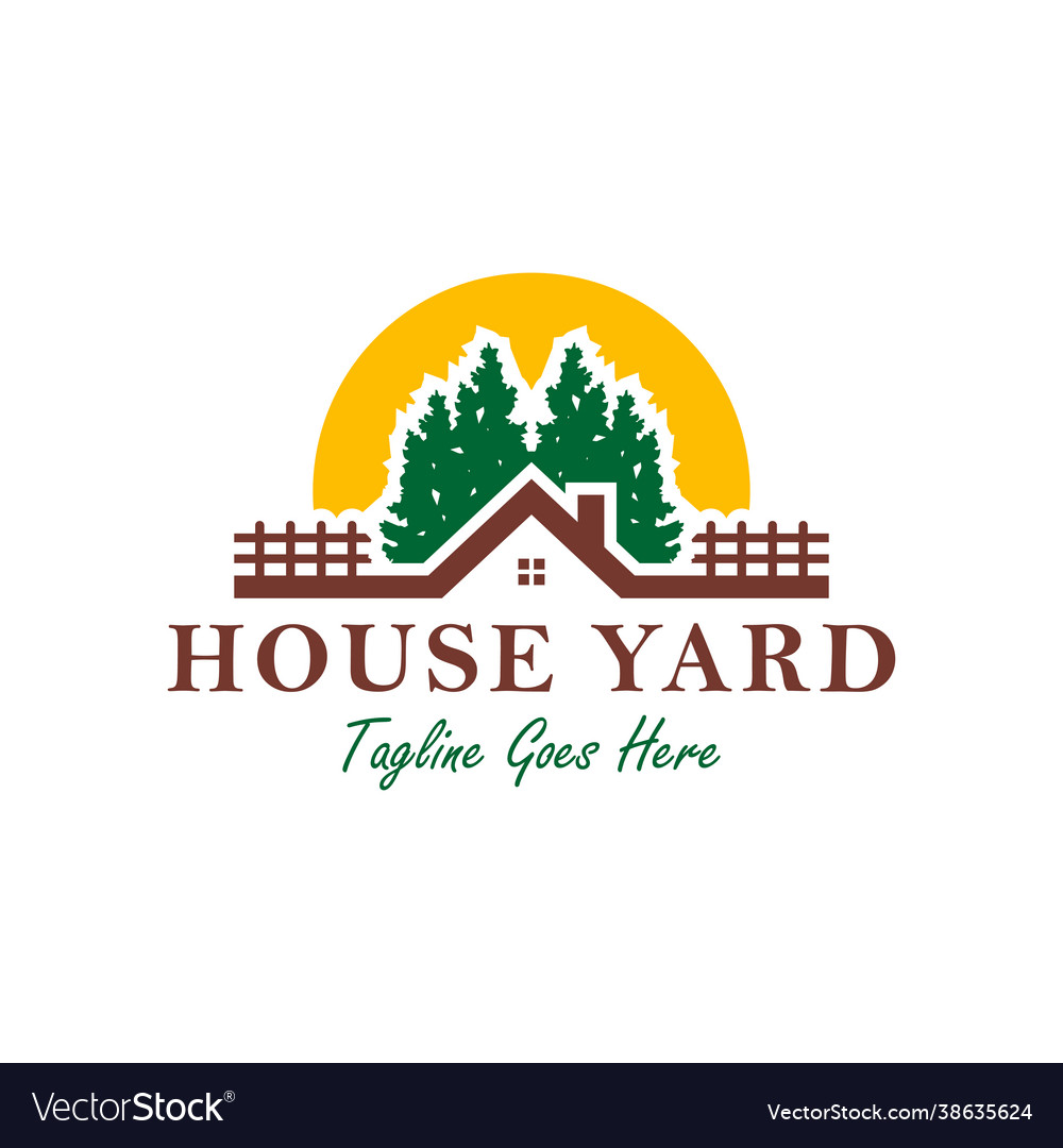 Home yard logo in forest Royalty Free Vector Image