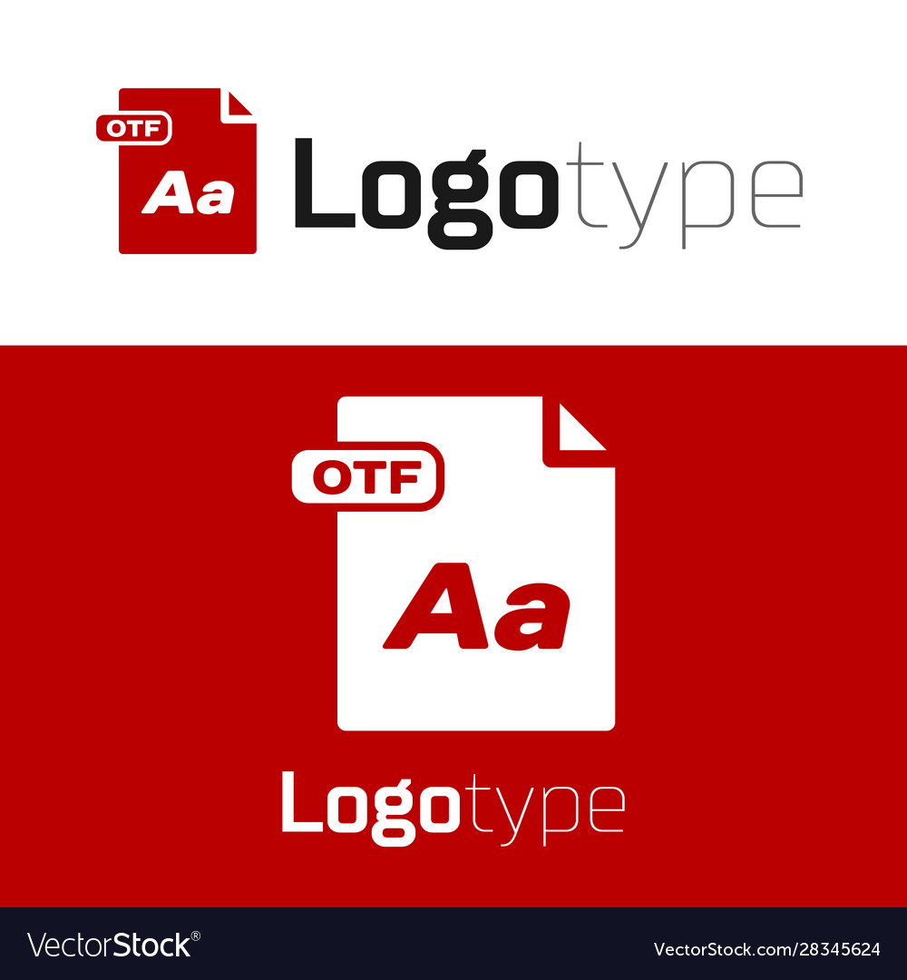 Red otf file document download button icon vector image Red otf file document download button icon