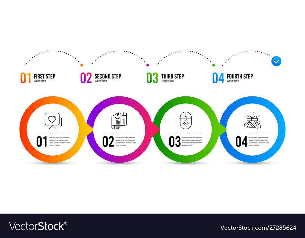 Scroll down heart and report document icons set vector image Scroll down heart and report document icons set