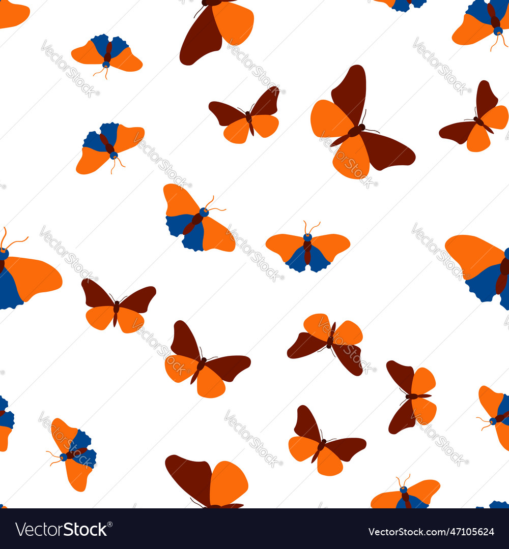 Seamless pattern with random butterflies vector image Seamless pattern with random butterflies