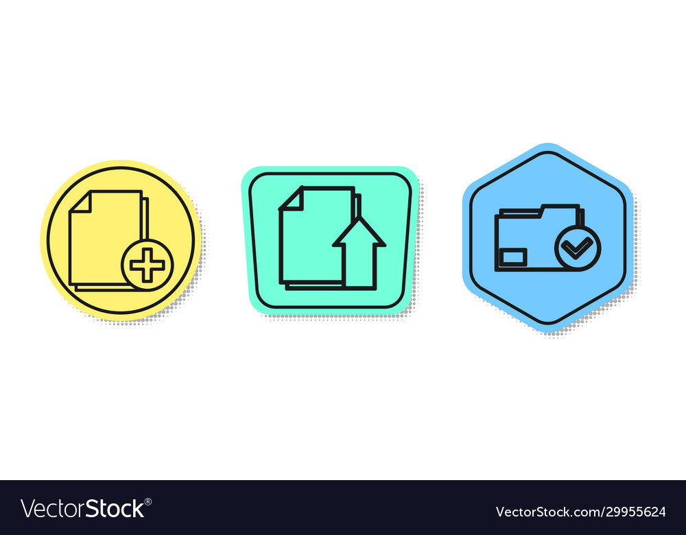 Set line add new file upload document vector image Set line add new file upload document