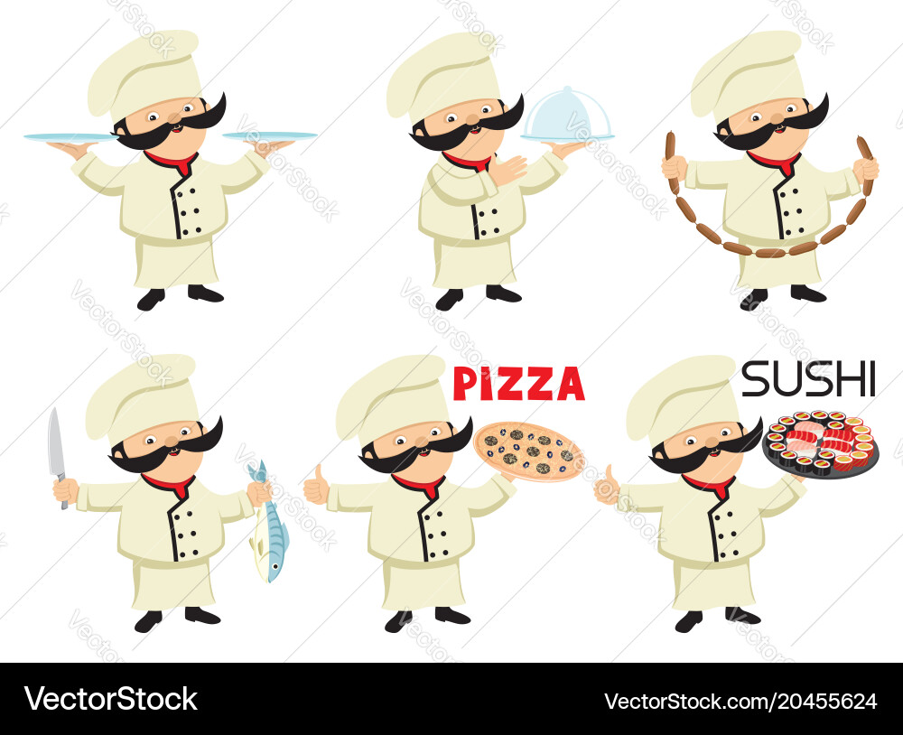 Set of happy chefs Royalty Free Vector Image - VectorStock